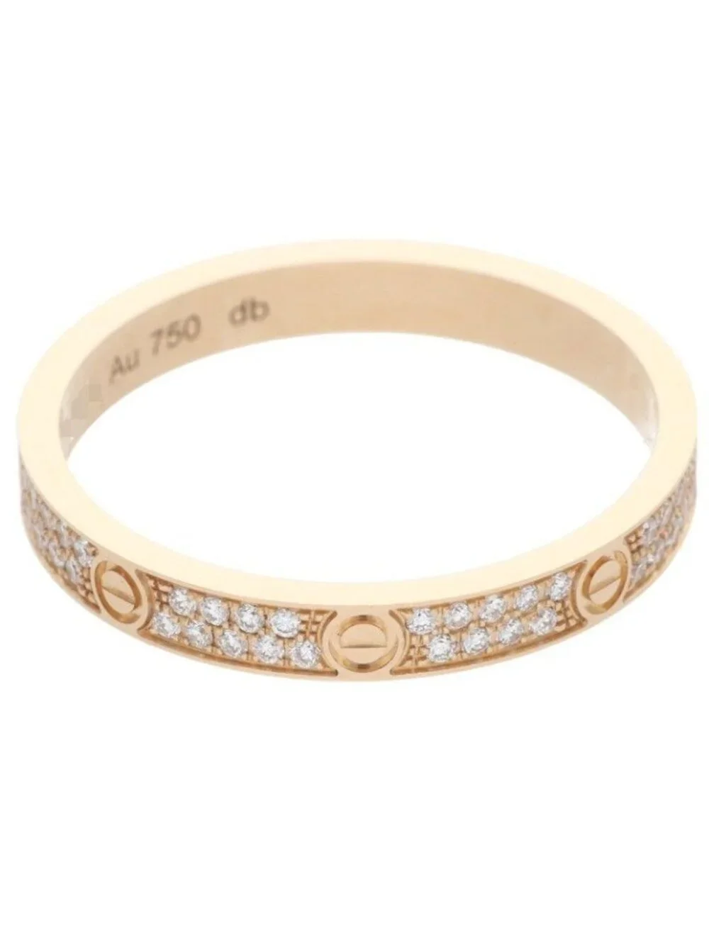 Cartier Mini Love Ring 18k Yellow Gold Pave Diamond Mini